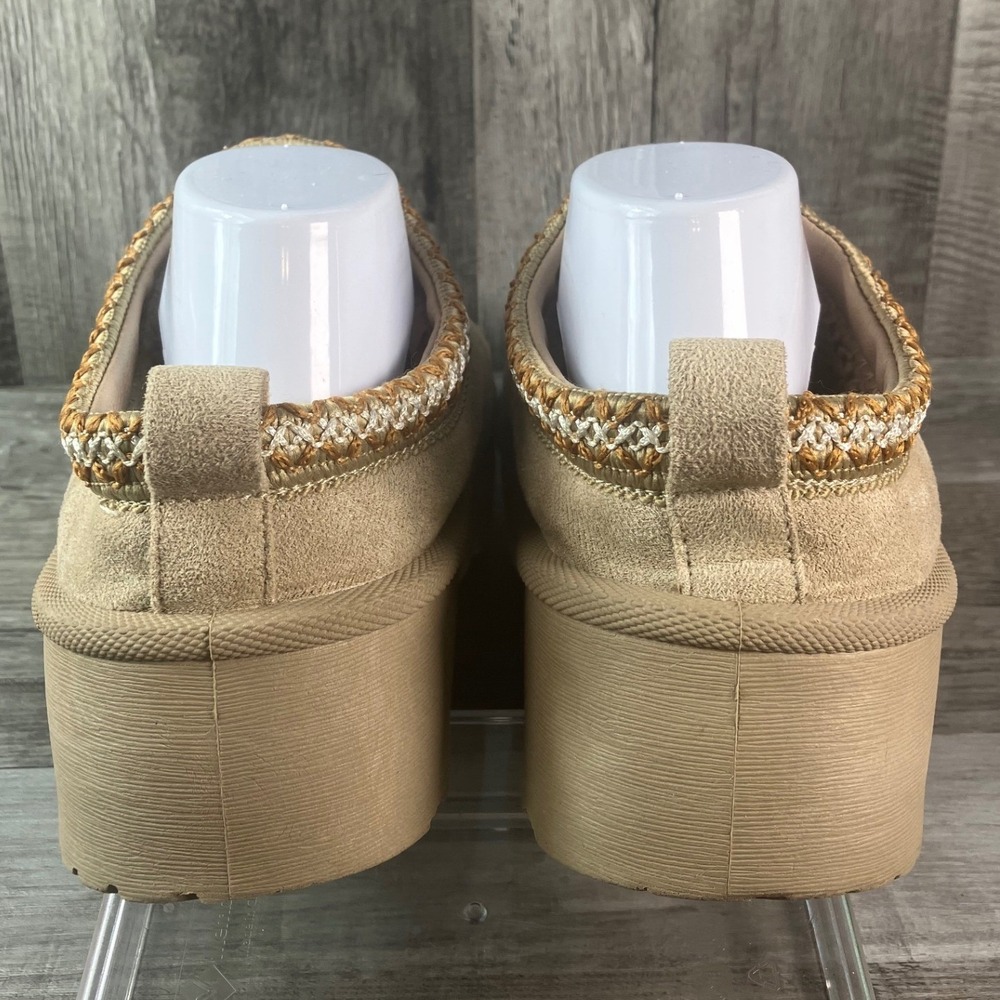 Mudd Stormy-13LP Womens 9 Tan Faux Suede Platform Slipper Mules Braided Trim - Picture 4 of 7
